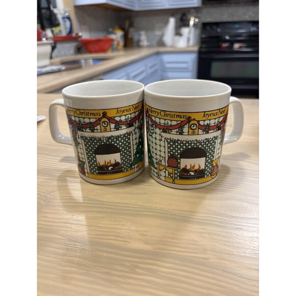 Vintage Retro Kitsch Christmas Joy Noel Teddy Mug English Holiday   Cute set 2 - Picture 4 of 9